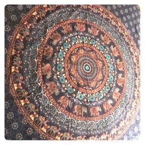 Large wall Blue Tapestry: Navy & Teal - Mandala